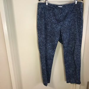 J Jill Blue with Black Paisley Print Pants SZ 14